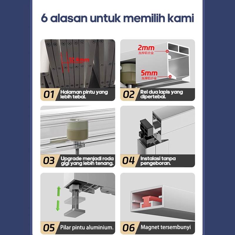 Pintu Kamar Mandi PVC Pintu Lipat Geser Anti Lembab Pintu Lipat PVC Penyekat Ruangan Free Survey