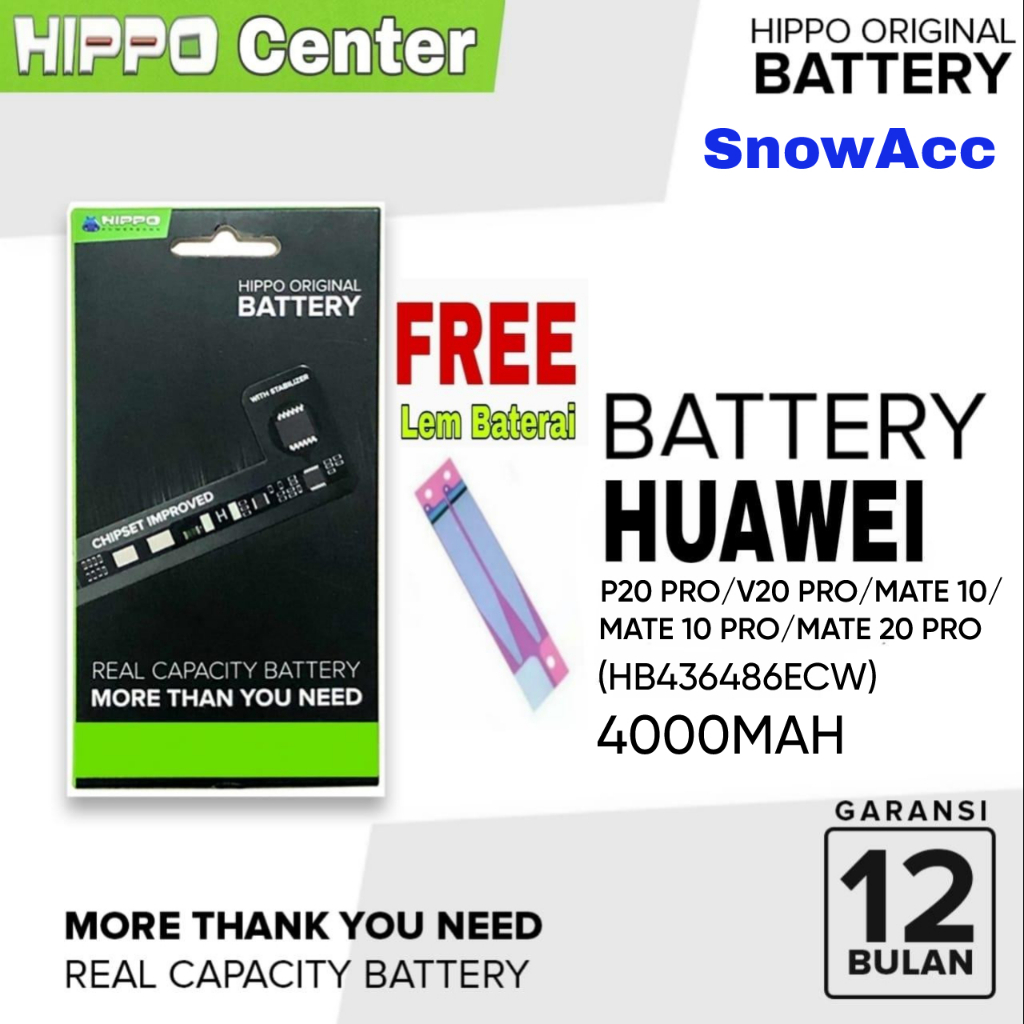 Hippo Baterai Huawei P20 Pro / V20 Pro / Mate 10 / Mate 10 Pro / Mate 20 Pro ( HB436486ECW )