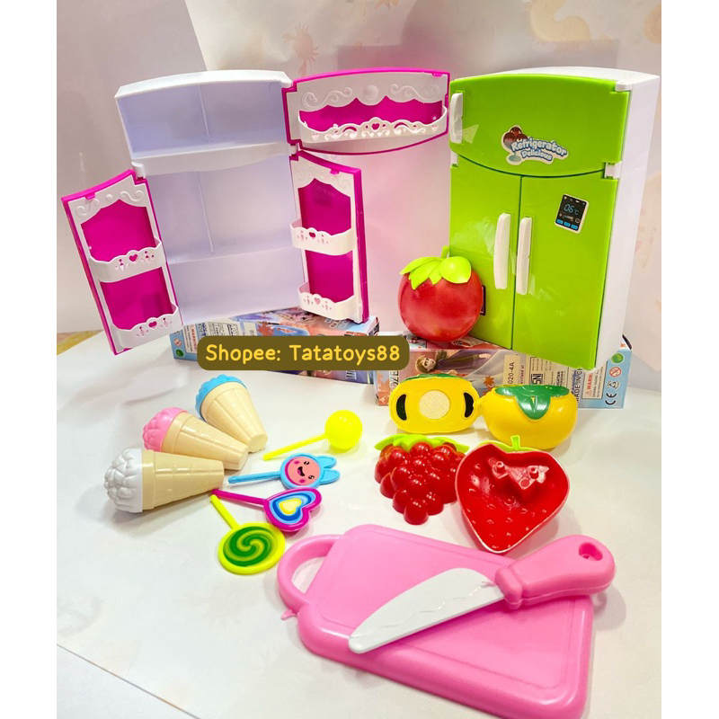 MAINAN KULKAS 3 PINTU SET DENGAN ISIANNYA