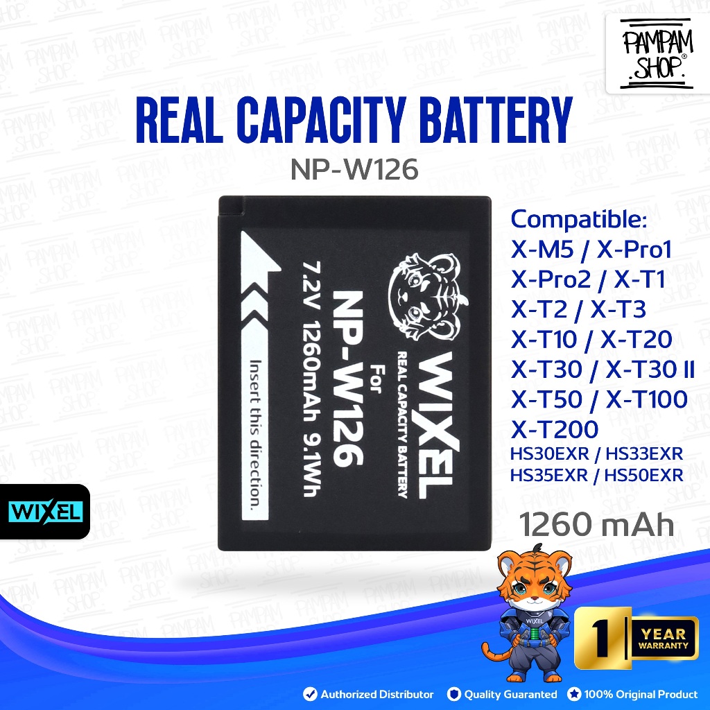 WIXEL Baterai Kamera NP-W126 for Fujifilm X-M5 / X-Pro1 / X-Pro2 / X-T1 / X-T2 / X-T3 / X-T10 / X-T2