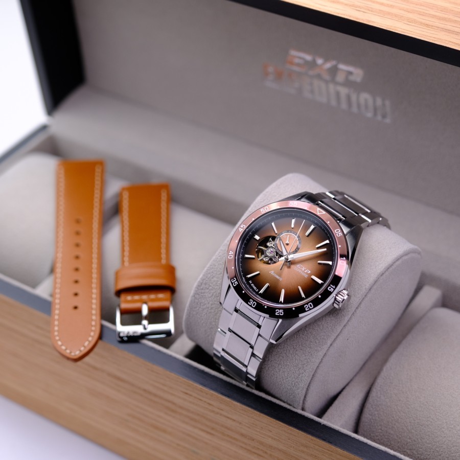 ORIGINAL Jam Tangan Pria Expedition E 6858 / E6858 Garansi 1 Tahun Stainless Steel - Free Tali Kulit