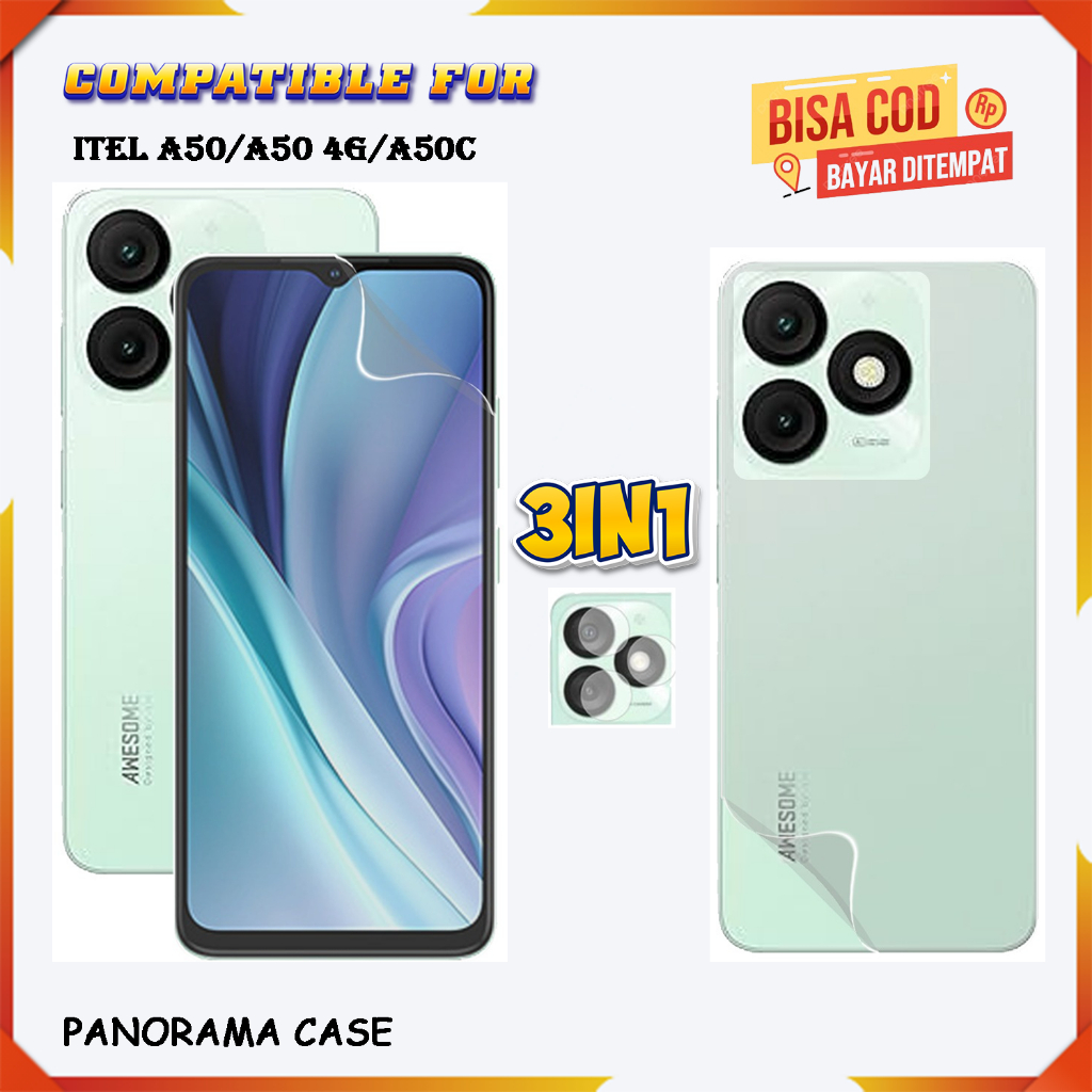 3IN1 Anti Gores Hydrogel Itel A50 A50 4G A50C Pelindung Layar Full Cover Premium