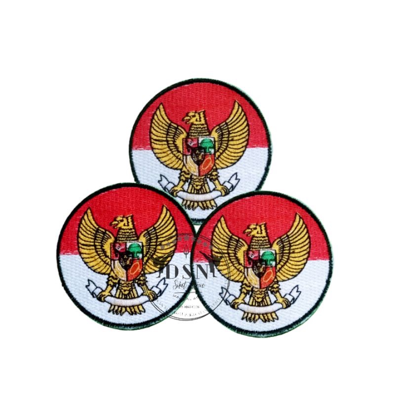 Bet Garuda Merah Putih Bulat Bordir Komputer Bet Garuda Merah Putih
