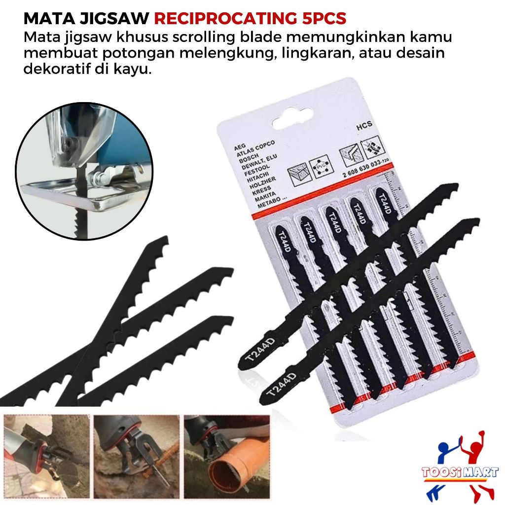 5 pcs Mata Jigsaw Mata Gergaji Kayu / Panjang Hcs Reciprocating Blade Speed For Wood