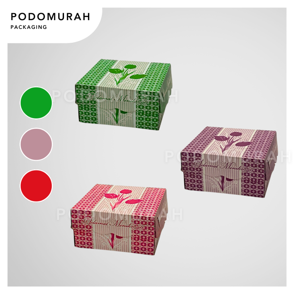 

Dus Donat 10x10x5 / Box Snack Motif Bunga Warna Ungu Merah Hijau / Box Makanan / Dus Catering / Jualan Donat
