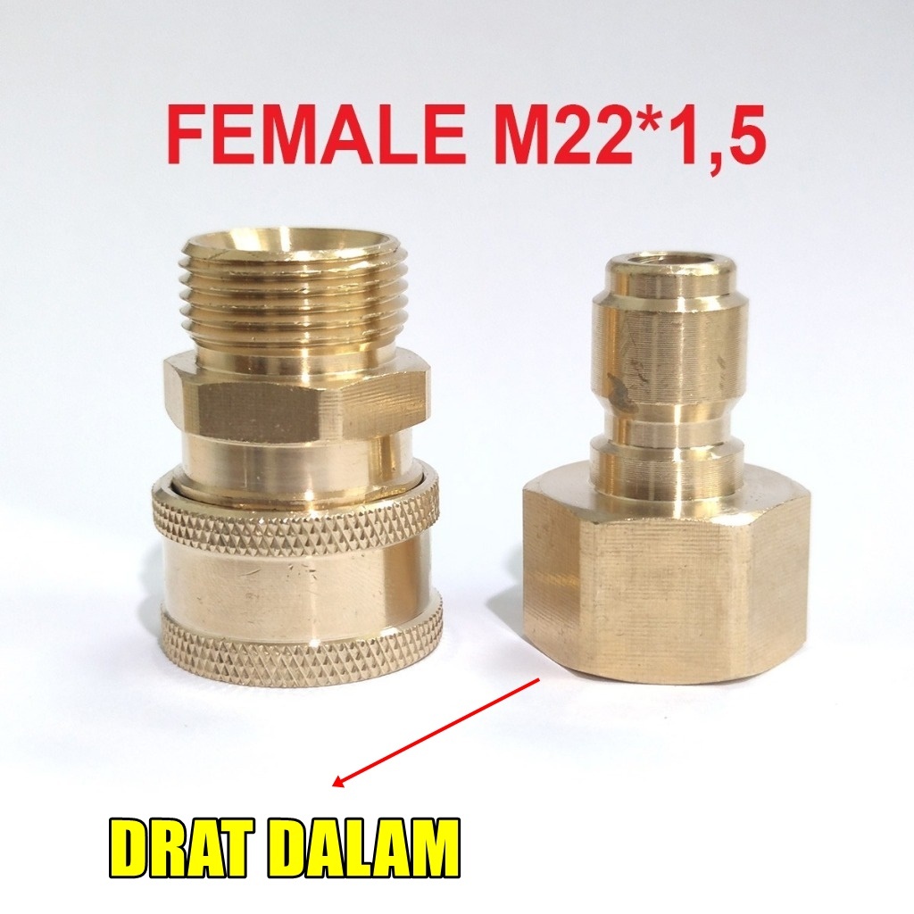 1set Coupler QR Konektor Quick Release mesin steam jet Cleaner set M22 plus PLUG bahan Kuningan