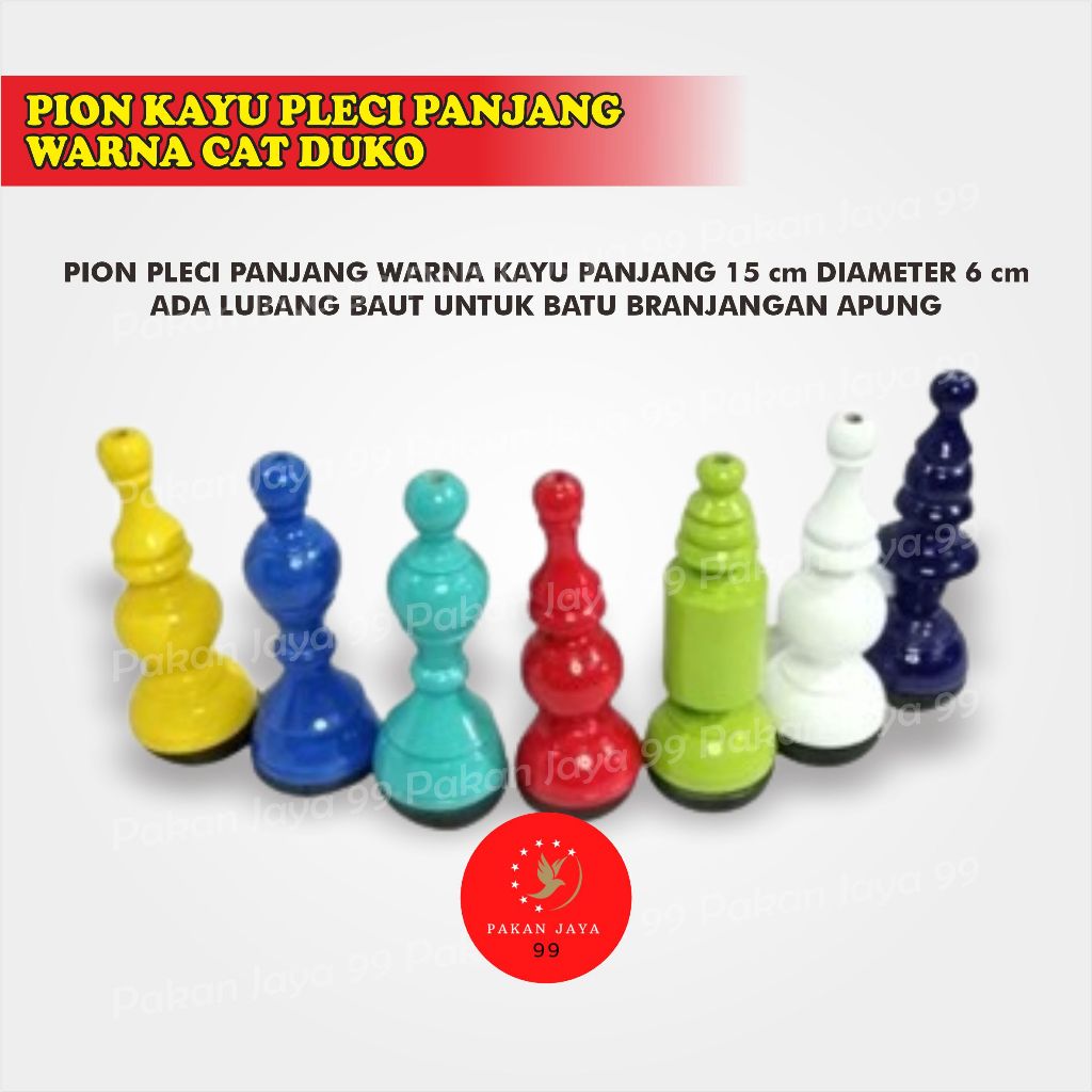 READY PION KAYU PLECI PANJANG PION BURUNG PLECI WARNA CAT DUKO UNTUK SANGKAR BESI KAPSUL