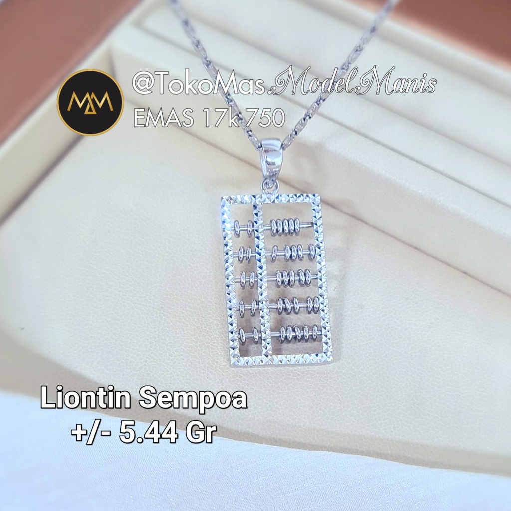 Liontin Emas Sempoa emas putih kombinasi rose gold kadar 750