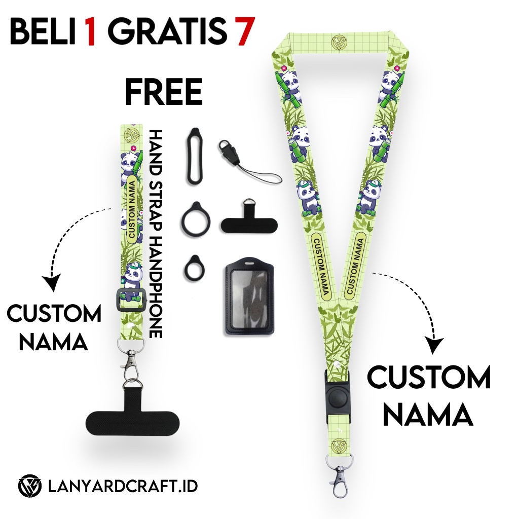 

Lanyard Custom Nama Cute Animals Series Free Strap Handphone Adjustable Gantungan Tali Lanyard