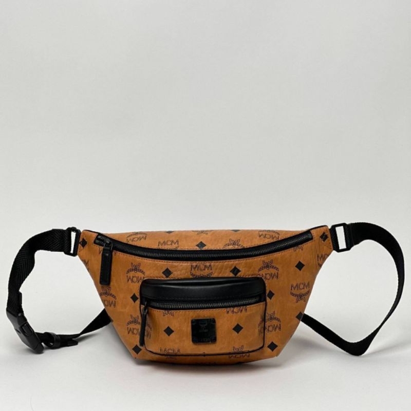 MCM Mini Fursten Belt Bag in Visetos Cognac
