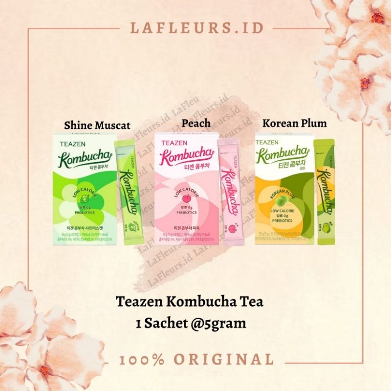 

Teazen Kombucha Tea Peach / Korean Plum / Minuman Prebiotic / Prebiotics Tea Low Calorie Drink / Minuman Kesehatan Pencernaan