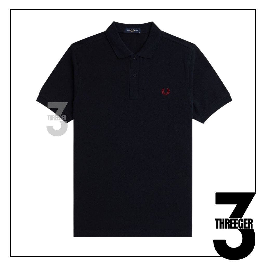 Fred Perry Burnt Red Logo Polo Navy Original / Fred Perry Polo Original