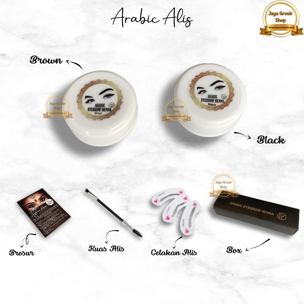 Arabic Henna Alis Brow Henna Premium Henna Coklat & Hitam