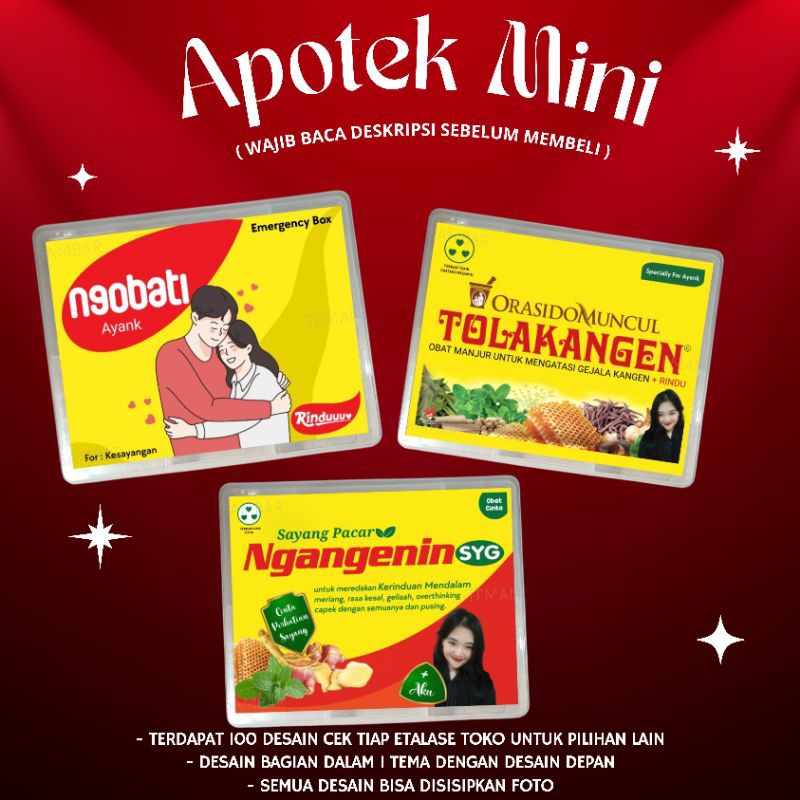 BOX + STICKER APOTEK MINI | Apotek Mini Gift | Hadiah Unik