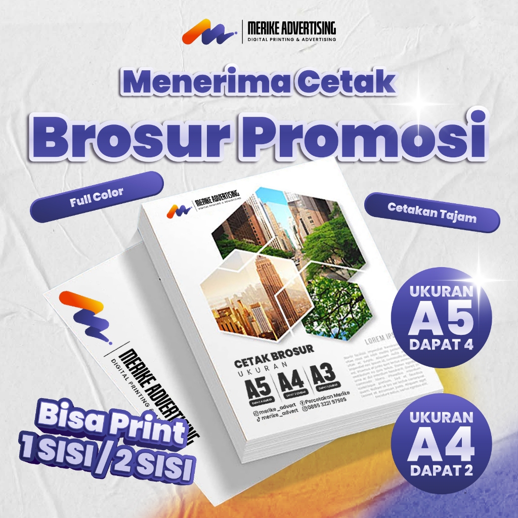 BROSUR CETAK CEPAT BISA DESAIN UKURAN A5 A4 HD FULL COLOR