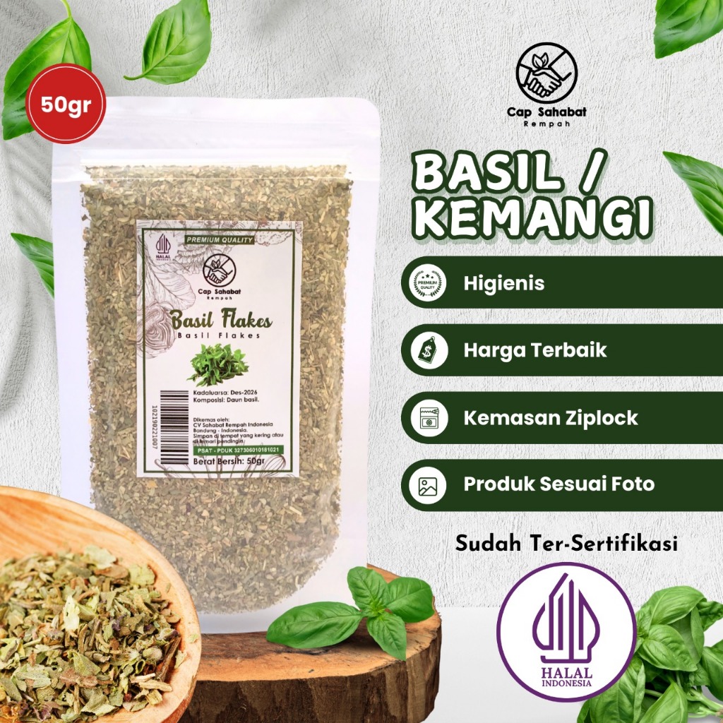 

50gr Daun Kemangi / Basil Leaves / Daun Basil / Rempah / JSR 100% PREMIUM QUALITY