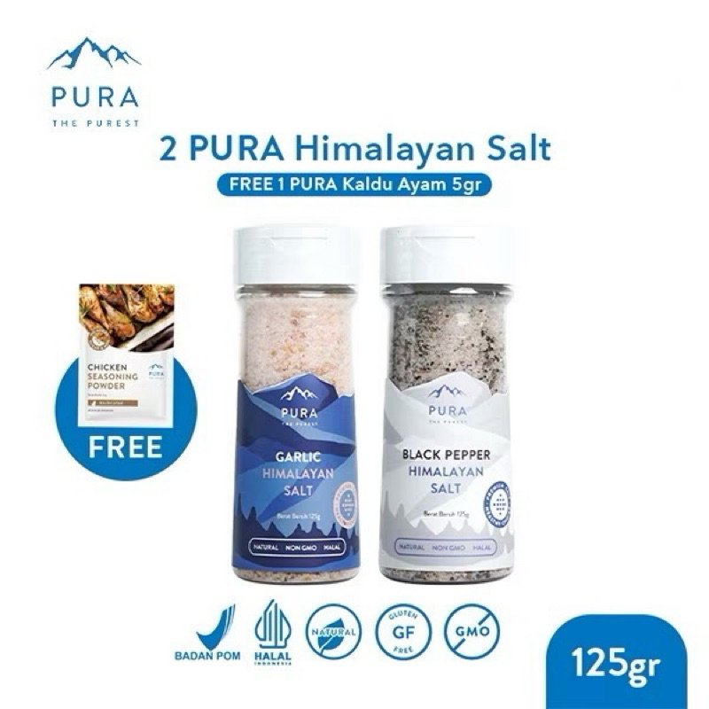 

[READY] pura himalayan salt garlic + black pepper bundle