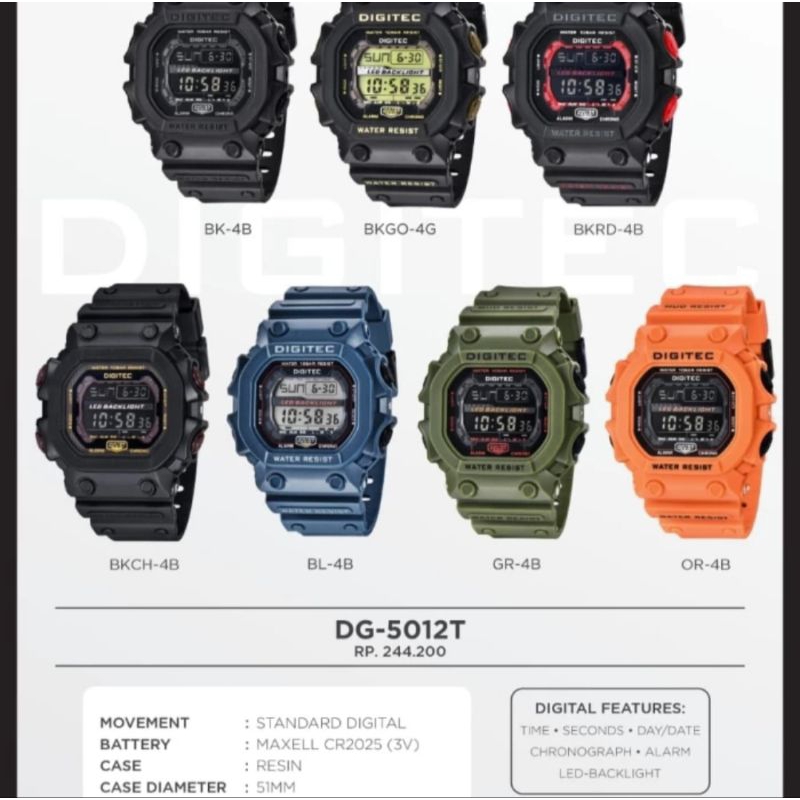 Jam tangan Tactical Digitec / Jam tangan original DG-5012 T Jam tangan waterister