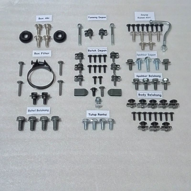 Baut Full Set Cover Bodi Body Honda Kirana 125 / Baut Lengkap Cover Body Bodi Honda Kirana 125 Full 