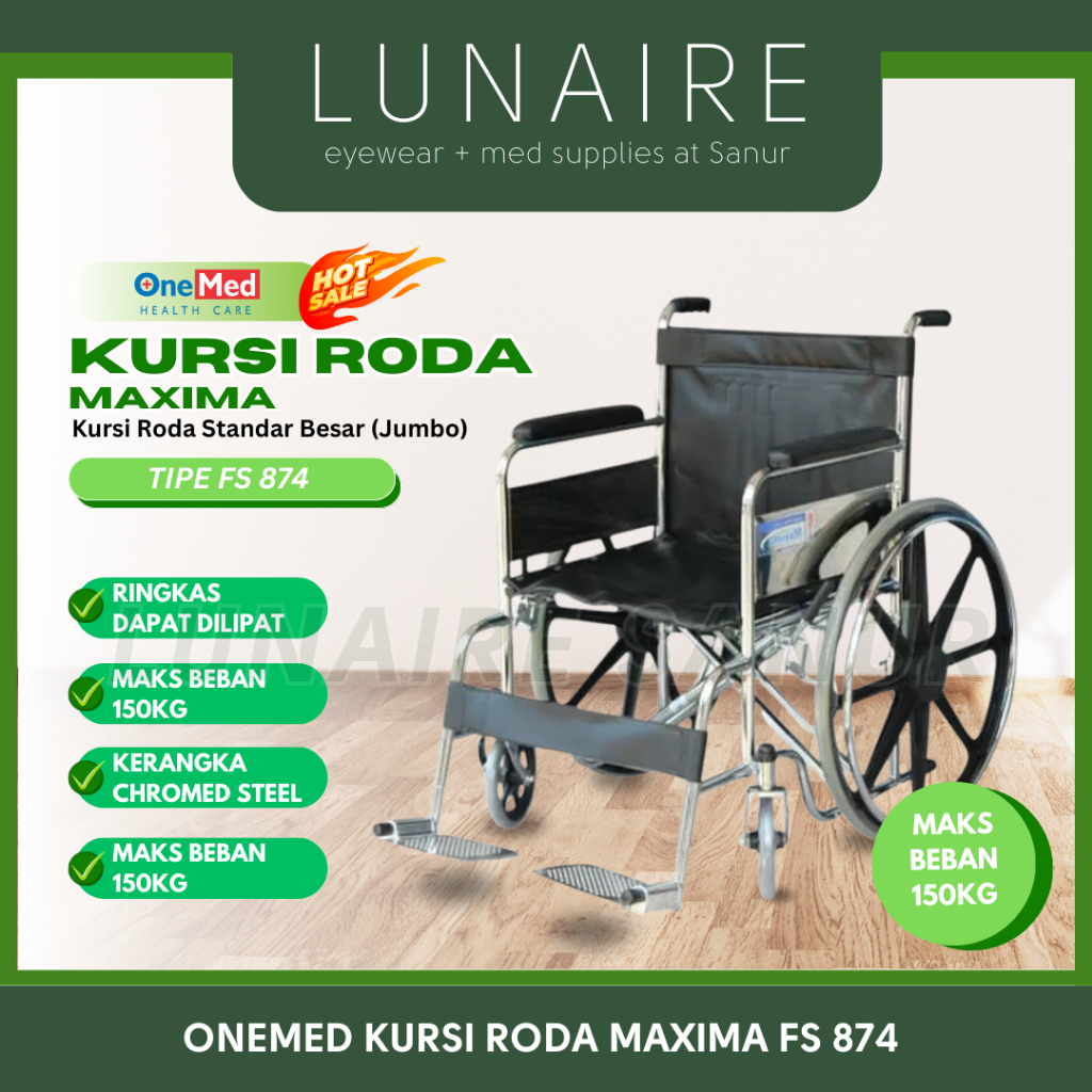 ONEMED Kursi Roda Maxima Jumbo FS 874 Kursi Roda Jumbo