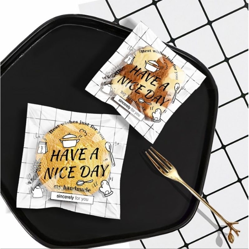 

LIVZ 100pcs plastik cookies HAVE A NICE DAY 14 X 14 CM