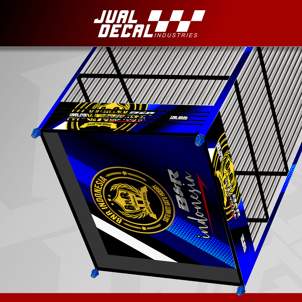 Stiker Sangkar Kotak BNR Blue Variasi Decal Kandang Gepengan Burung Cendet Kacer Koper