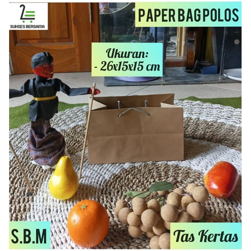 

Paper Bag Coklat P 26xL 15xT 15 cm(LUSINAN/12 pcs)/Tas Kertas/Tas Kado
