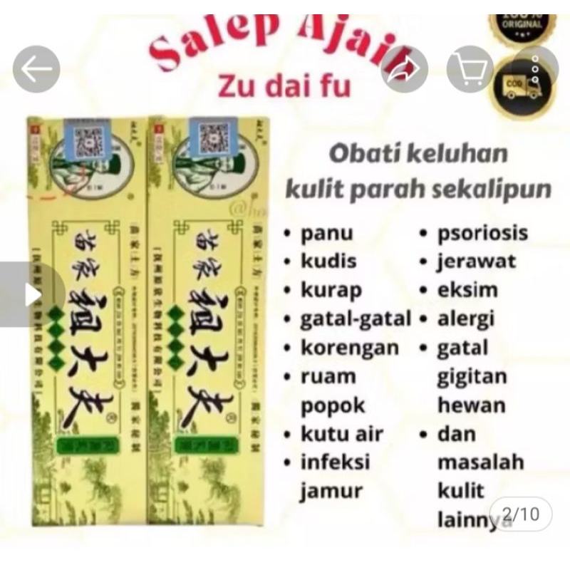 Salep gatal 2pcs zudefu orginal mengatasi kadas kurap jerawat ber jerawat dan panualep Zudaifu asli 