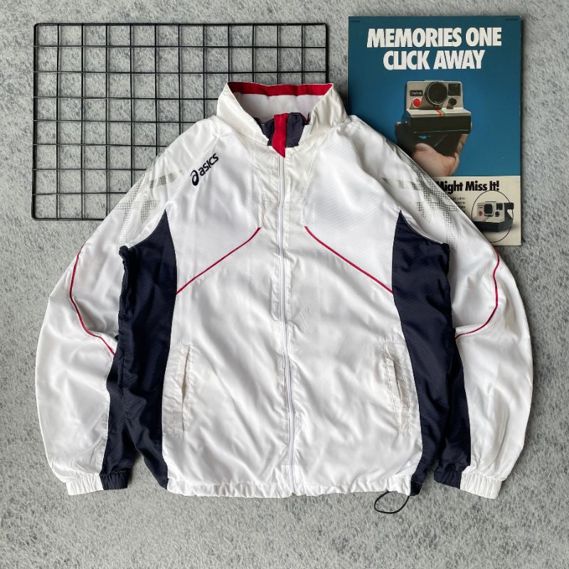 ASICS JAKET WINDBREAKER COLORBLOCK SECOND PRIGINAL, JALET ASICS.