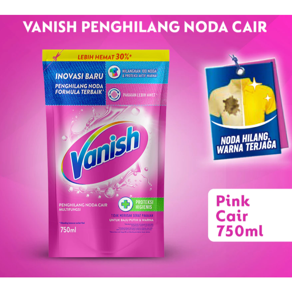 Vanish Cair Pink Refill 750ml/ Vanish Penghilang Noda Pakaian Pink/ Vanish Cloth Stain Remover 750ml
