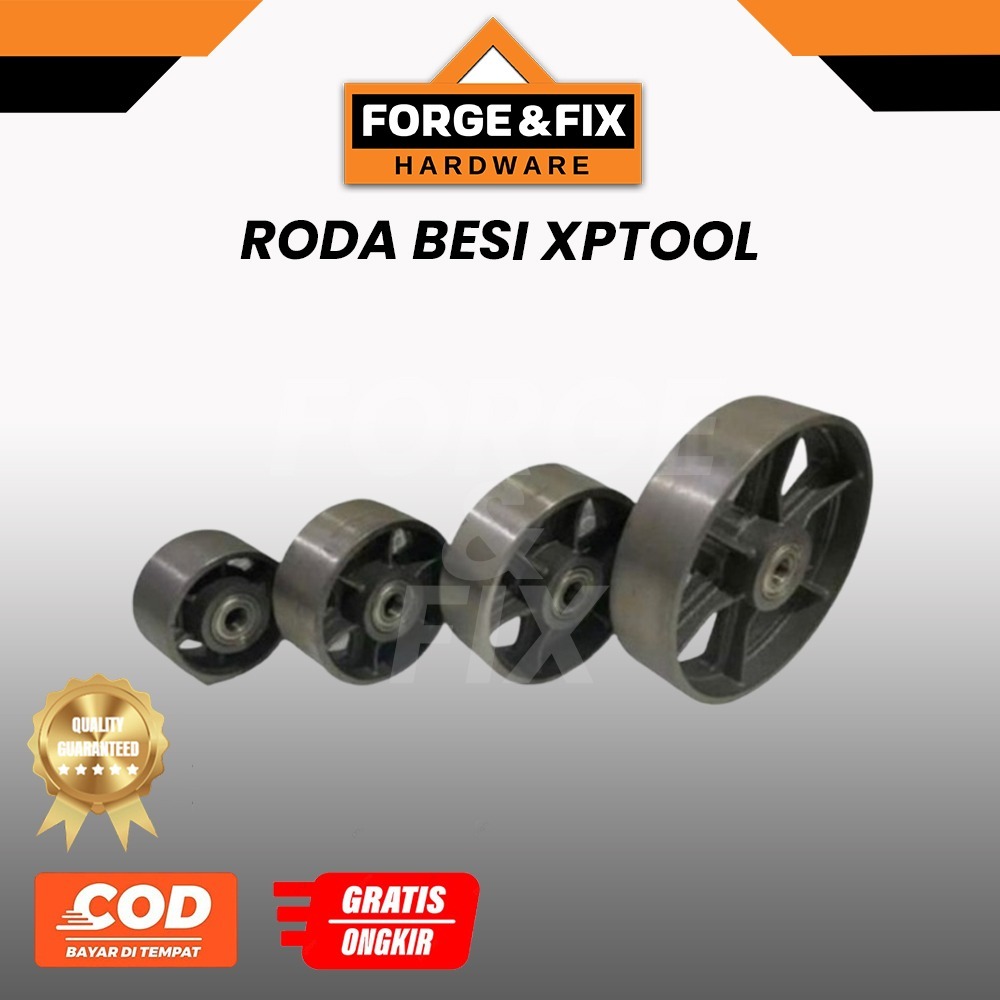 XPTOOL Roda Besi Bearing AS Tebal Heavy Duty Gerobak Kereta Troli 4 5 6 8 INCH