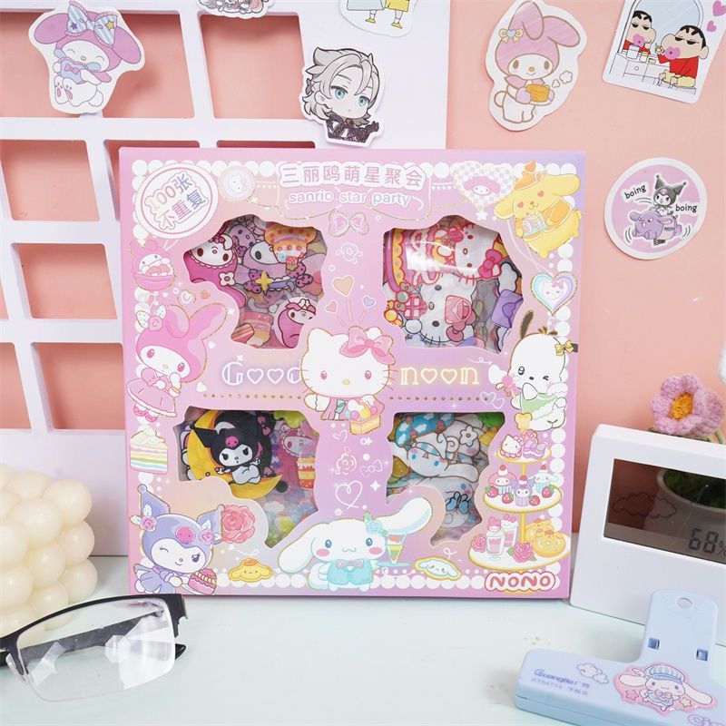 

Stiker Sanrio Star Party Lotso 100pcs Kartun Lucu Waterproof Mix Karakter