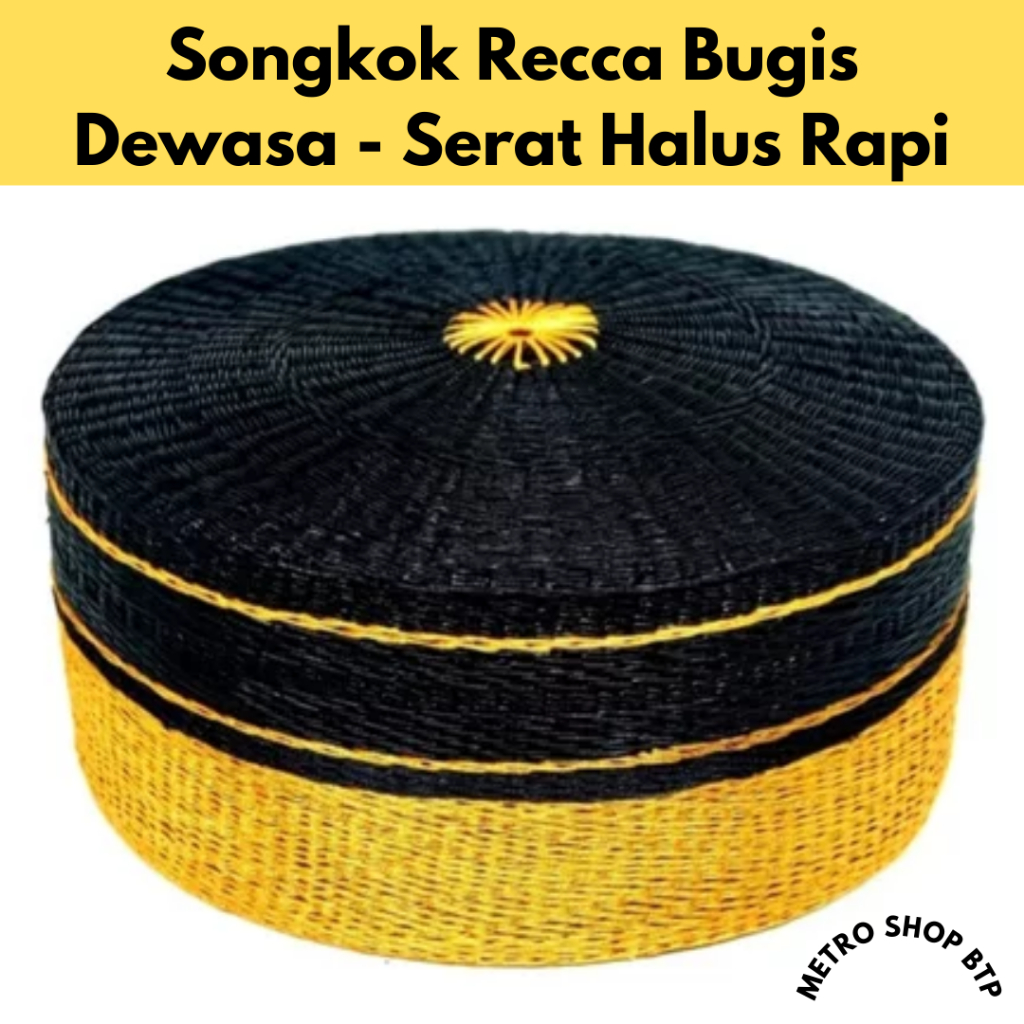 Songkok Recca Bugis Bone Dewasa Hitam Emas Peci Makassar Bugis Sulawesi Selatan
