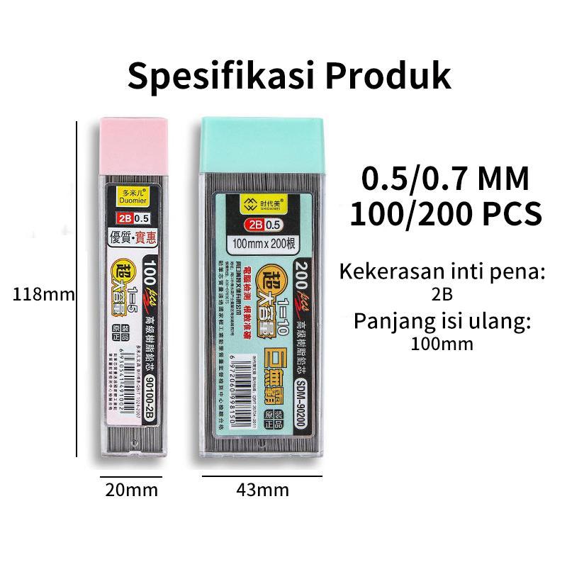 

Isi Pensil Mekanik 2B 0.5MM/0.7MM 100PCS/200PCS pensil refill