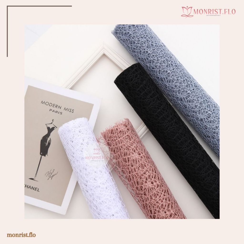 

Monrist Flo - Flower Mesh Jaring Spider Web Bunga Korean / Wrapping Paper Tile Motif Jacquard