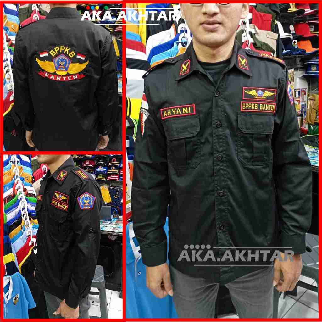 kemeja bppkb banten full bordiran lengan panjang dan lengan pendek - seragam bppkb banten