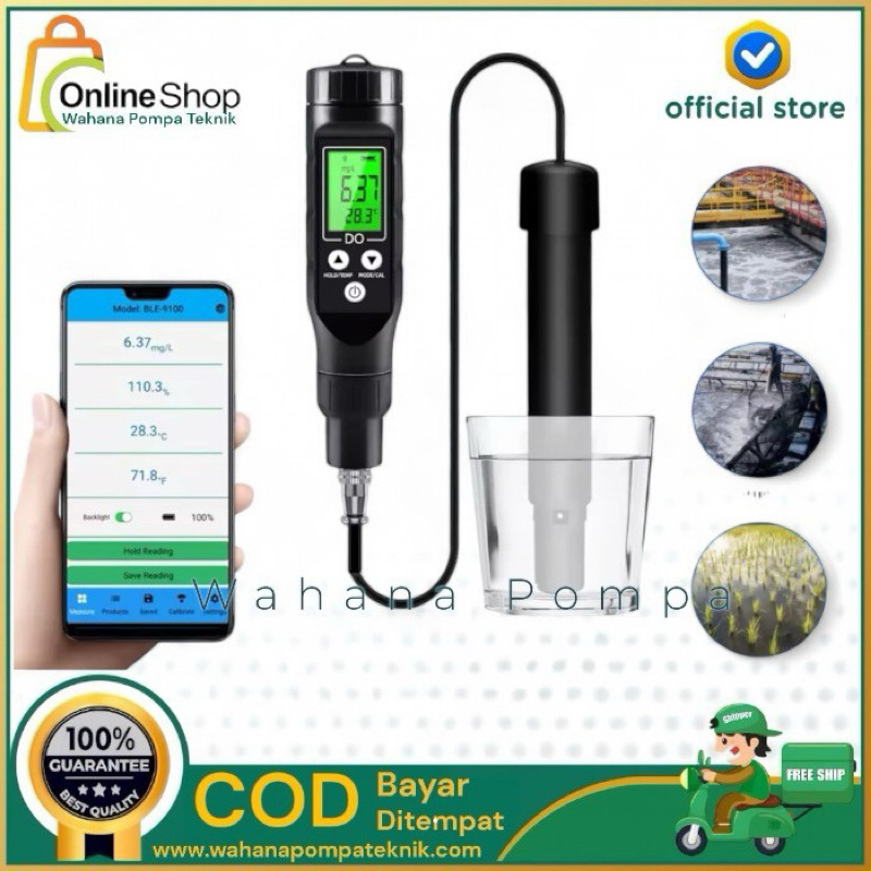 Dissolved Oxygen Meter DO9100 DO Tester Oksigen Water Air Disolved O2