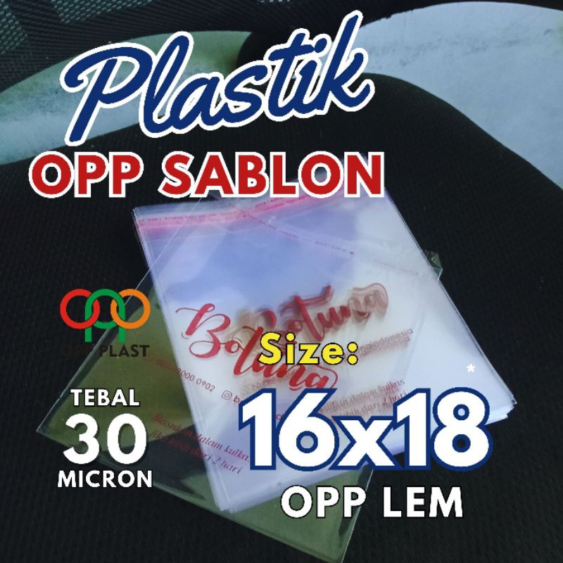 

Plastik OPP 16x18 Sablon | 1000 pcs | tebal 30 micron