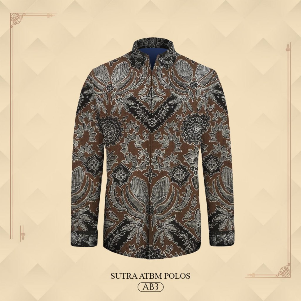 Kemeja batik lengan panjang pria exclusive bahan atbm sutera premium pola baju batik tulis pekalonga