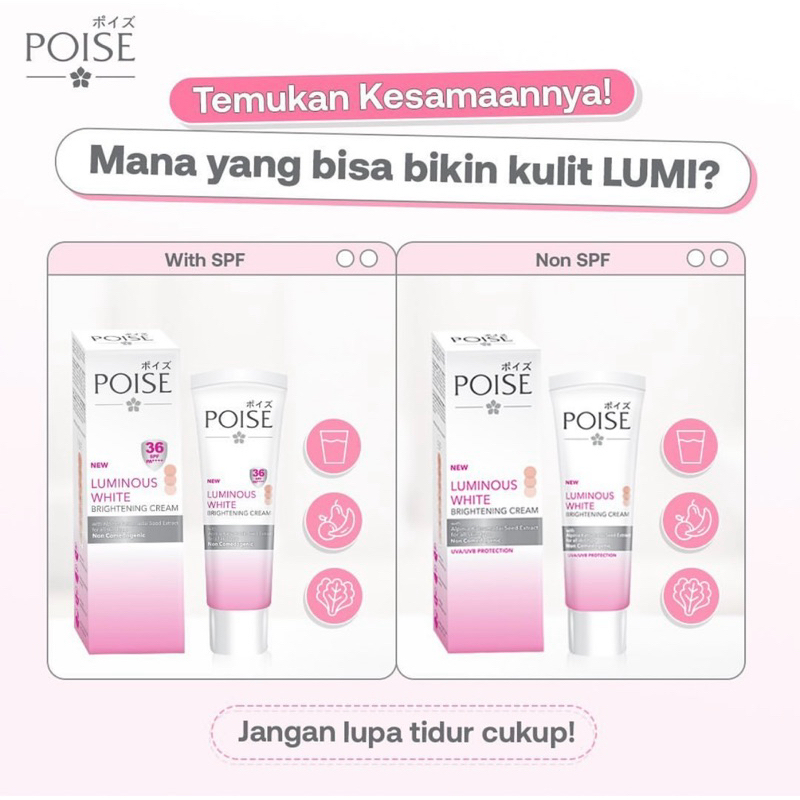 ❣️ANUGERAH❣️POISE LUMINOUS WHITE BRIGHTENING CREAM NO SPF TERMURAH / MOISTURIZER POISE / PELEMBAP PO
