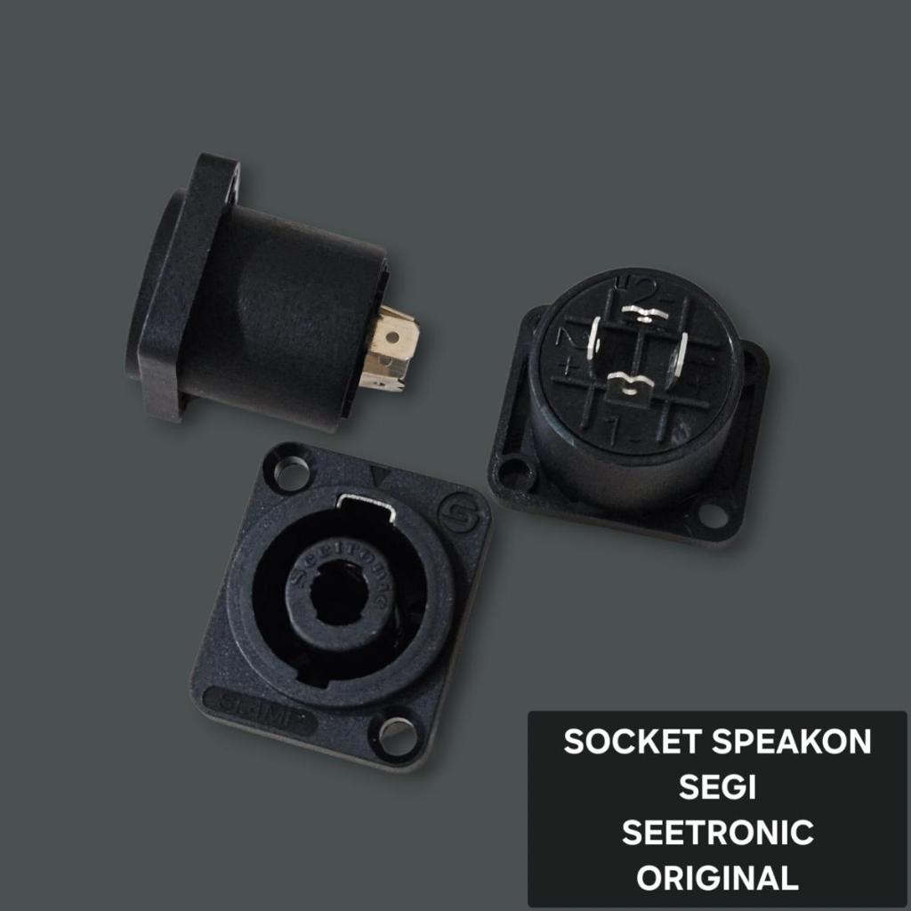 Socket Speakon Seetronic Hitam / Soket Spikon Spicon Speacon Segi 4 Seetronic Black Original