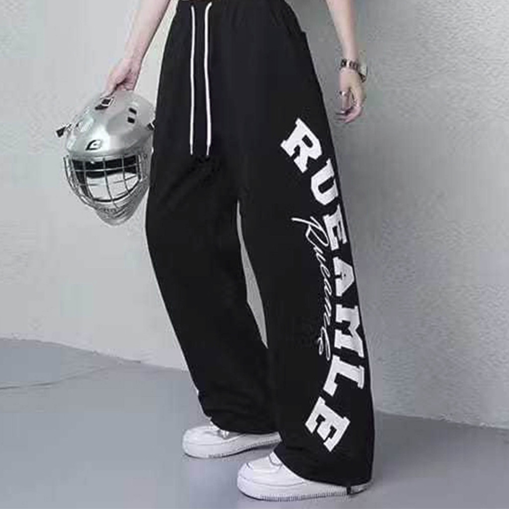 TF - Celana RUEAMLE Baggy Pants Wanita Basic Simple Korean Style Jogger Anak Remaja Kekinian