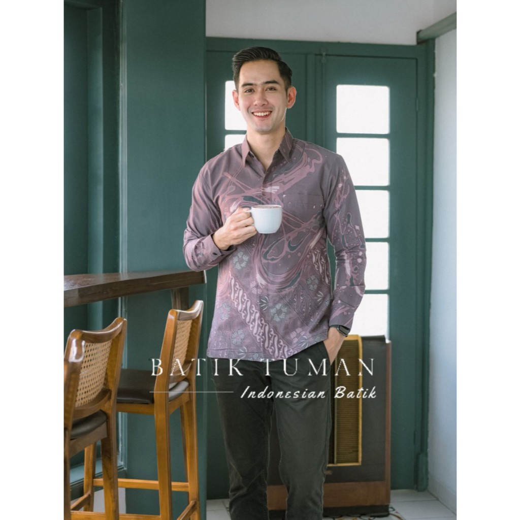 KEMEJA ADIPATI MAUVE LIGHT PURPLE Batik Pria Mauve Light Purple Pastel Katun Halus Lengan Panjang