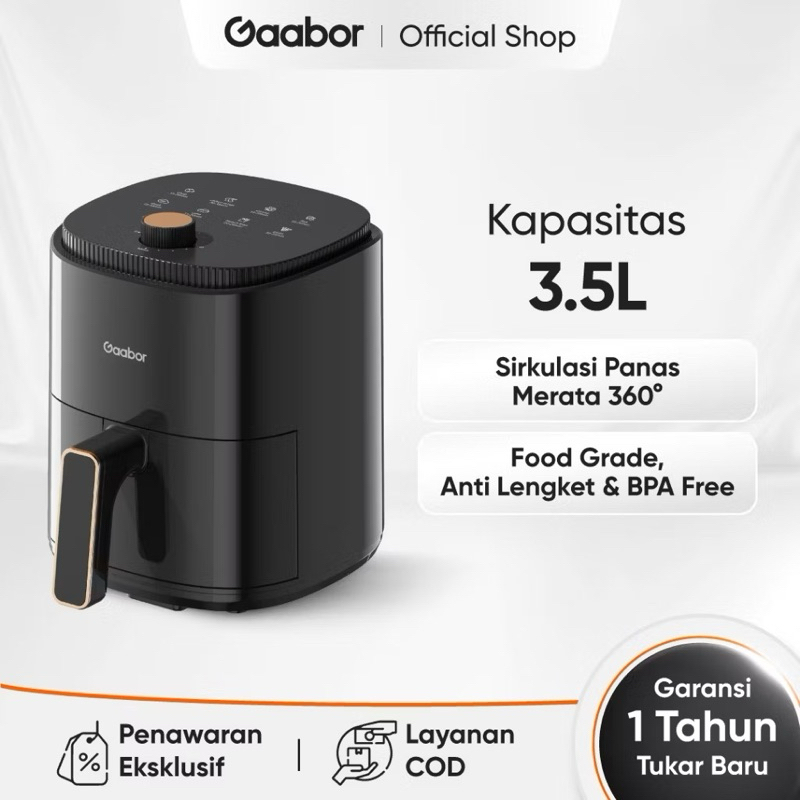 Gaabor AF-35M02A - AF-35M01A - Gaabor Air Fryer 3.5L Mesin Penggorengan Tanpa Minyak Low Watt Multif