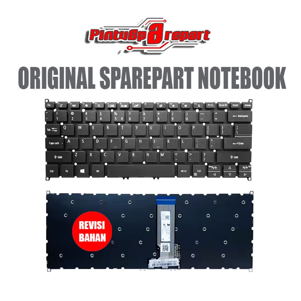 (GENUINE TOMBOL DELETE) NEW ORI KEYBOARD LAPTOP ACER SPIN 3 SP313-51N SP513-55 SP514-51 N19W3 N20W1 