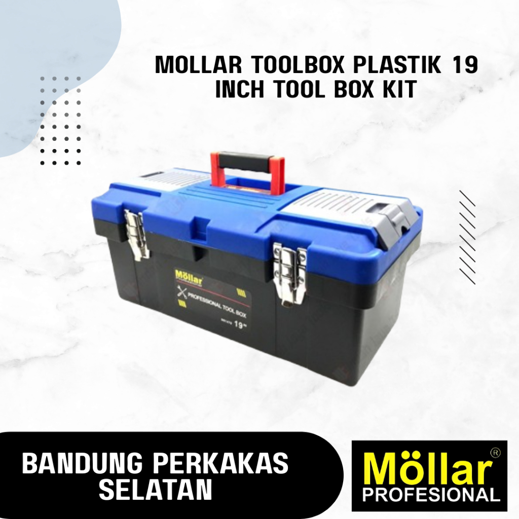 

MOLLAR Toolbox Plastik 19 Inch Tool Box Kit - Kotak Tempat Kunci Perkakas Set
