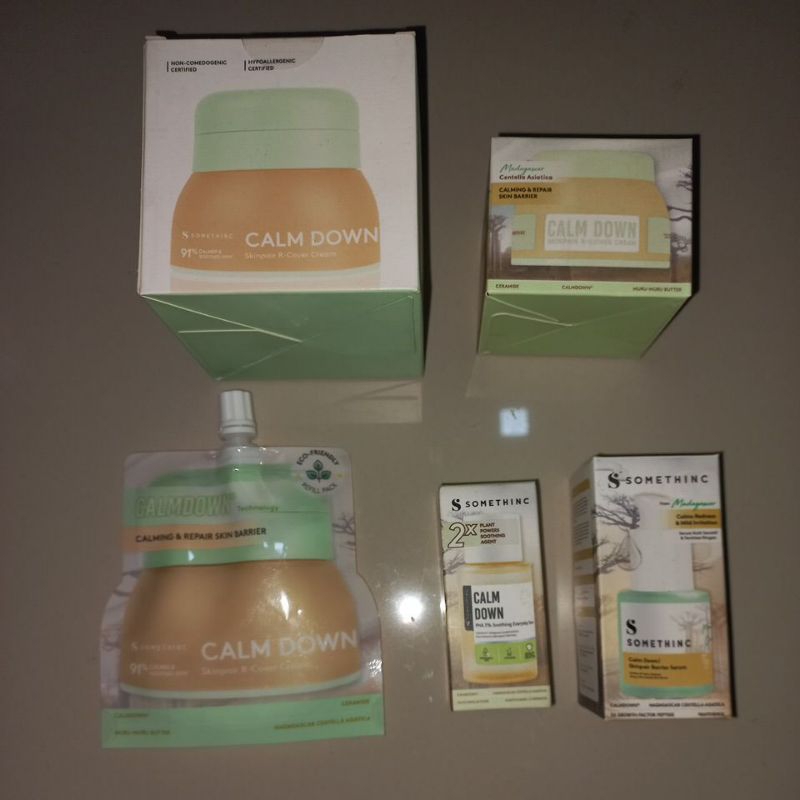 Somethinc Calm down series: refill moisturizer calm down 50ml, moisturizer 30ml, toner, serum