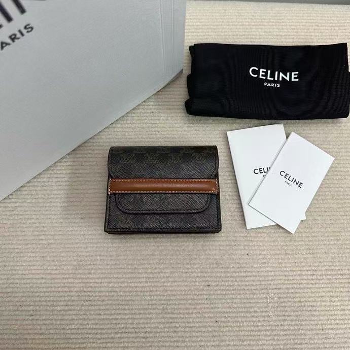 CELINE leather business card bag classic color scheme 10E242