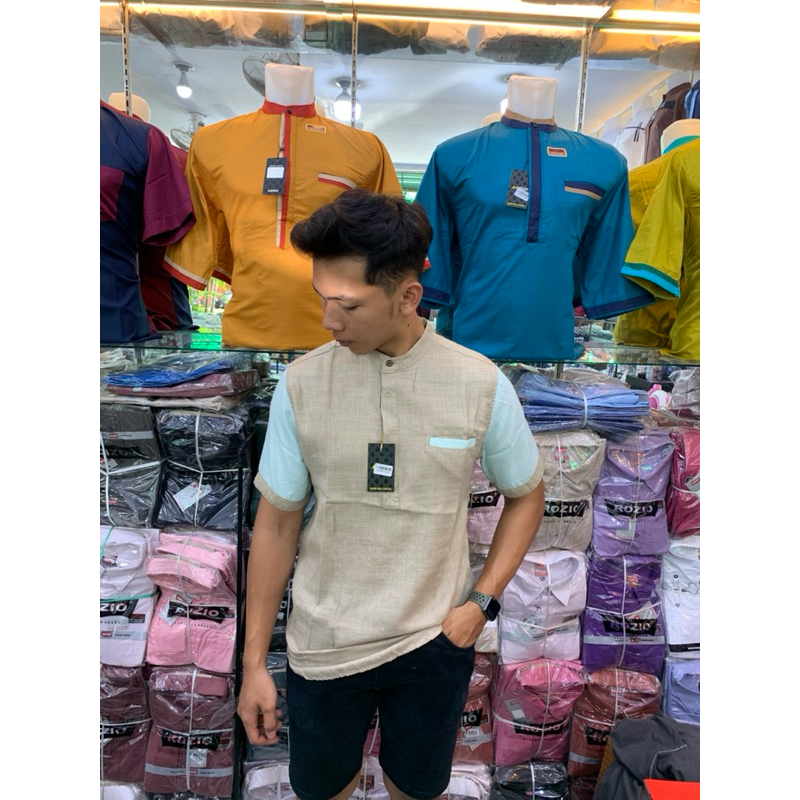 ARKAN Baju Koko Kurta Bahan Linen Casual Lengan Pendek Premium Baju Koko Linen Pria