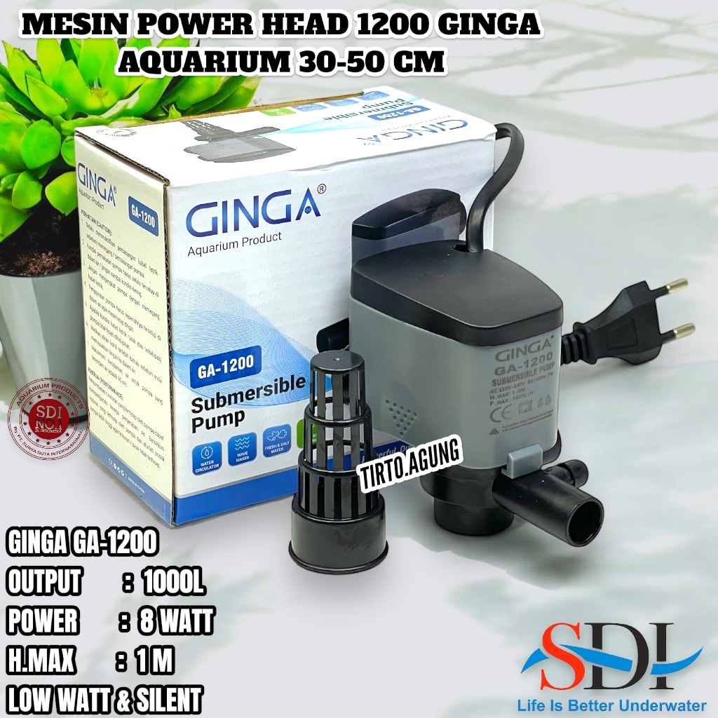 PROMO MURAH POMPA FILTER AIR GINGA AQURA AQUAMAN 1200 CELUP IP MAN AQUARIUM AQUASCAPE 1200A 1000L